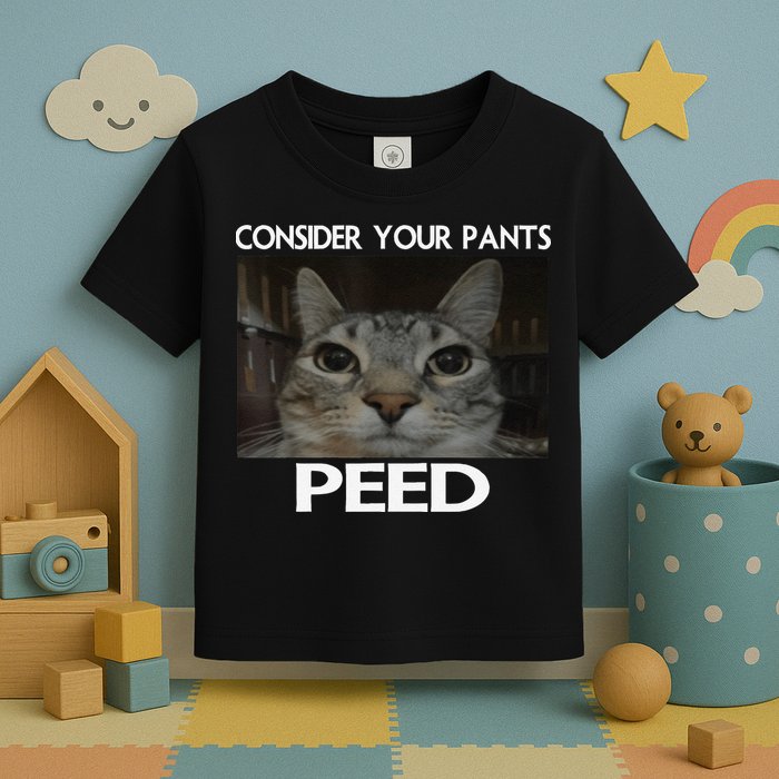 Consider Your Pants Peed Cat Funny Silly Cat Meme Toddler T-Shirt