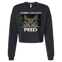 Consider Your Pants Peed Cat Funny Silly Cat Meme Cropped Pullover Crew
