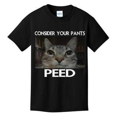 Consider Your Pants Peed Cat Funny Silly Cat Meme Kids T-Shirt