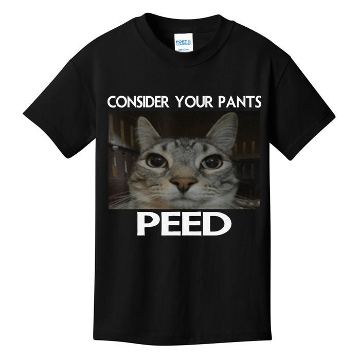 Consider Your Pants Peed Cat Funny Silly Cat Meme Kids T-Shirt