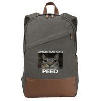 Consider Your Pants Peed Cat Funny Silly Cat Meme Cotton Canvas Backpack