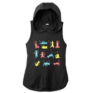 Cat Yoga Pose Kitty Humor Funny Cat Yogi Workout Themed Ladies PosiCharge Tri-Blend Wicking Draft Hoodie Tank