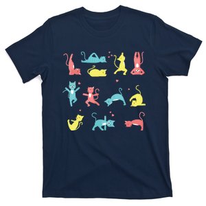 Cat Yoga Pose Kitty Humor Funny Cat Yogi Workout Themed T-Shirt