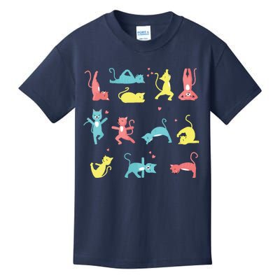 Cat Yoga Pose Kitty Humor Funny Cat Yogi Workout Themed Kids T-Shirt