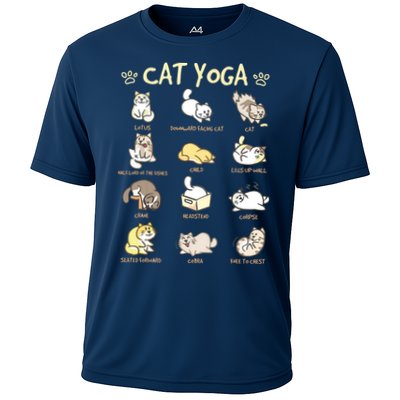 Cat Yoga Poses Cats Practicing Mindfulness Meditation Kitten Performance Shirt
