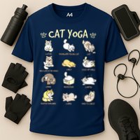 Cat Yoga Poses Cats Practicing Mindfulness Meditation Kitten Cooling Performance Crew T-Shirt