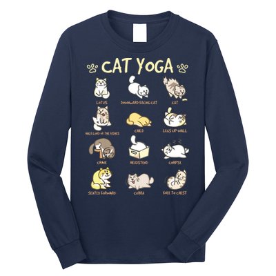 Cat Yoga Poses Cats Practicing Mindfulness Meditation Kitten Long Sleeve Shirt