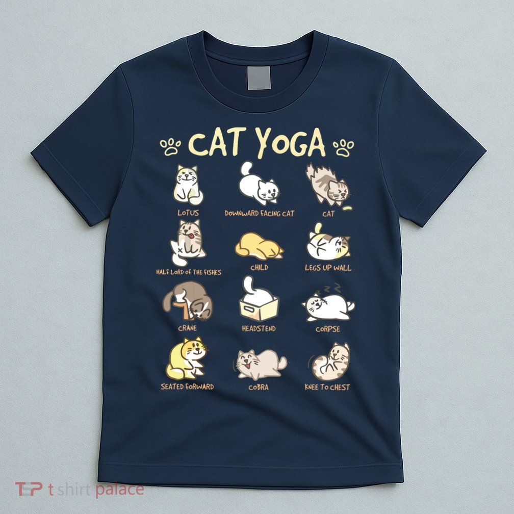 Cat Yoga Poses Cats Practicing Mindfulness Meditation Kitten T-Shirt