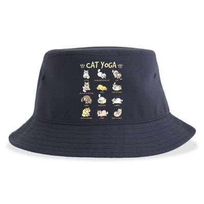 Cat Yoga Poses Cats Practicing Mindfulness Meditation Kitten Sustainable Bucket Hat