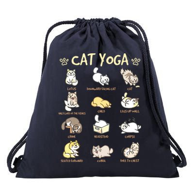 Cat Yoga Poses Cats Practicing Mindfulness Meditation Kitten Drawstring Bag