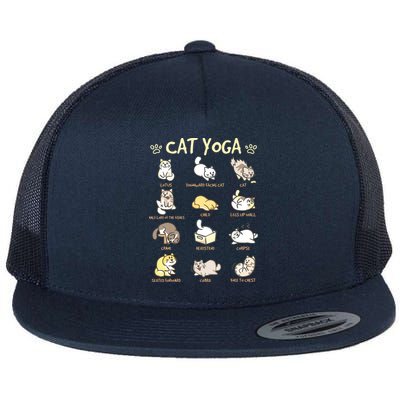 Cat Yoga Poses Cats Practicing Mindfulness Meditation Kitten Flatbill Hat