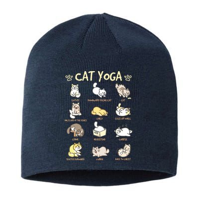 Cat Yoga Poses Cats Practicing Mindfulness Meditation Kitten Sustainable Beanie
