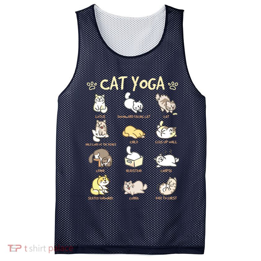 Cat Yoga Poses Cats Practicing Mindfulness Meditation Kitten Mesh Reversible Basketball Jersey Tank