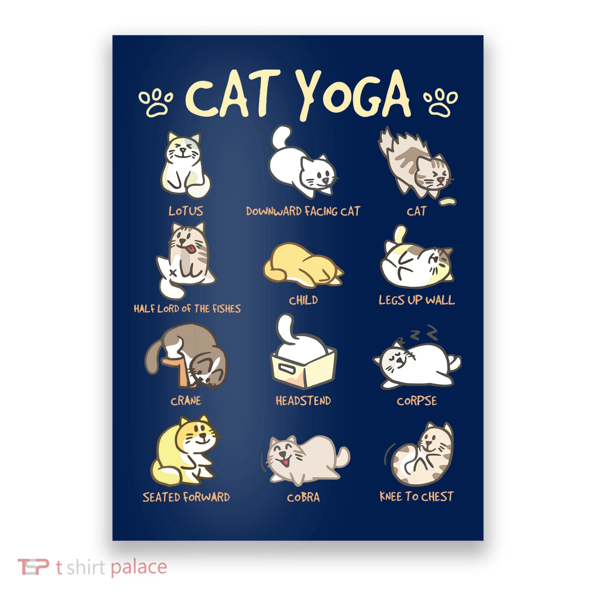 Cat Yoga Poses Cats Practicing Mindfulness Meditation Kitten Poster
