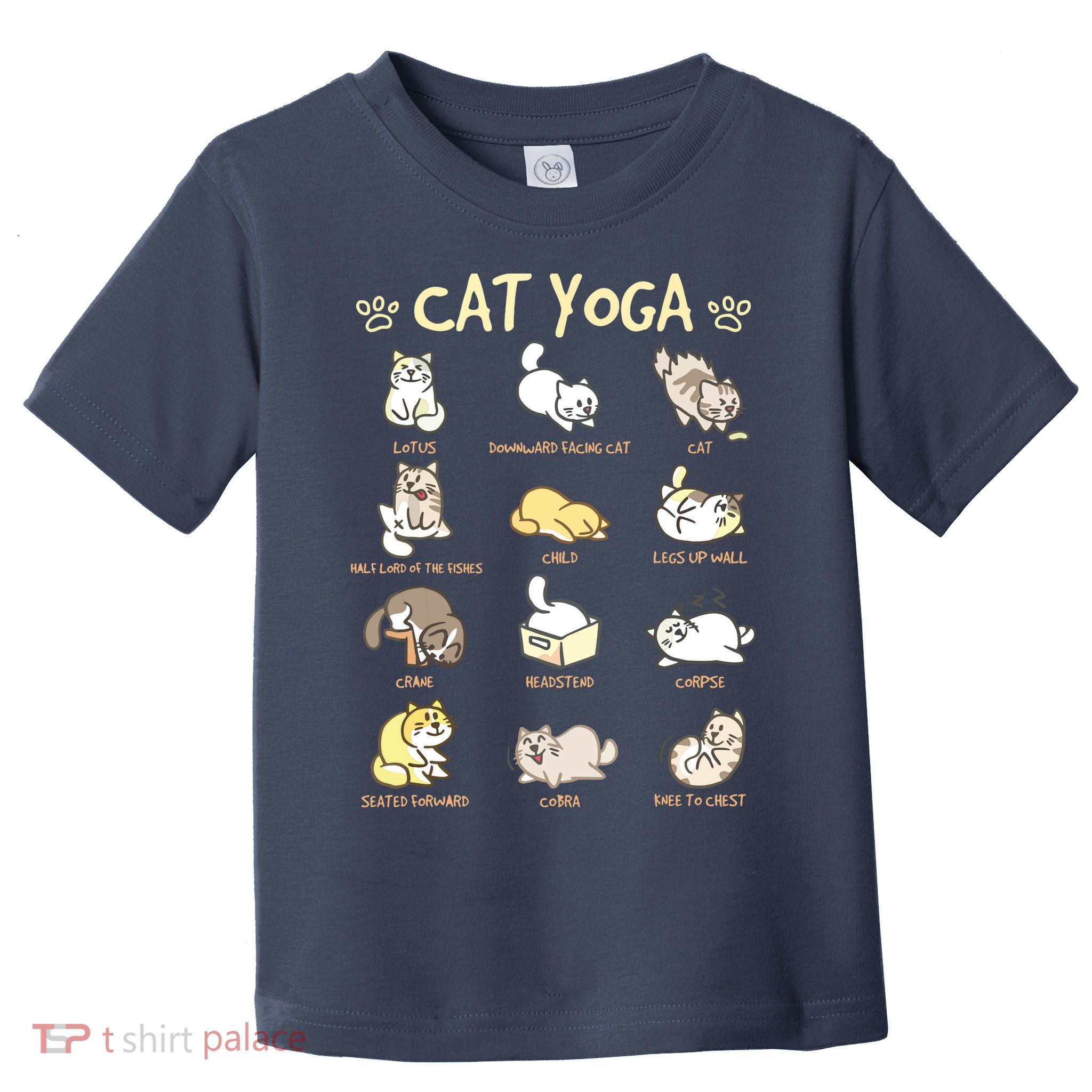 Cat Yoga Poses Cats Practicing Mindfulness Meditation Kitten Toddler T-Shirt