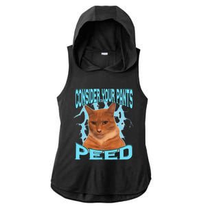 Consider Your Pants Peed Silly Cat Meme Ladies PosiCharge Tri-Blend Wicking Draft Hoodie Tank