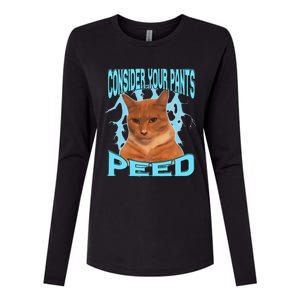 Consider Your Pants Peed Silly Cat Meme Womens Cotton Relaxed Long Sleeve T-Shirt