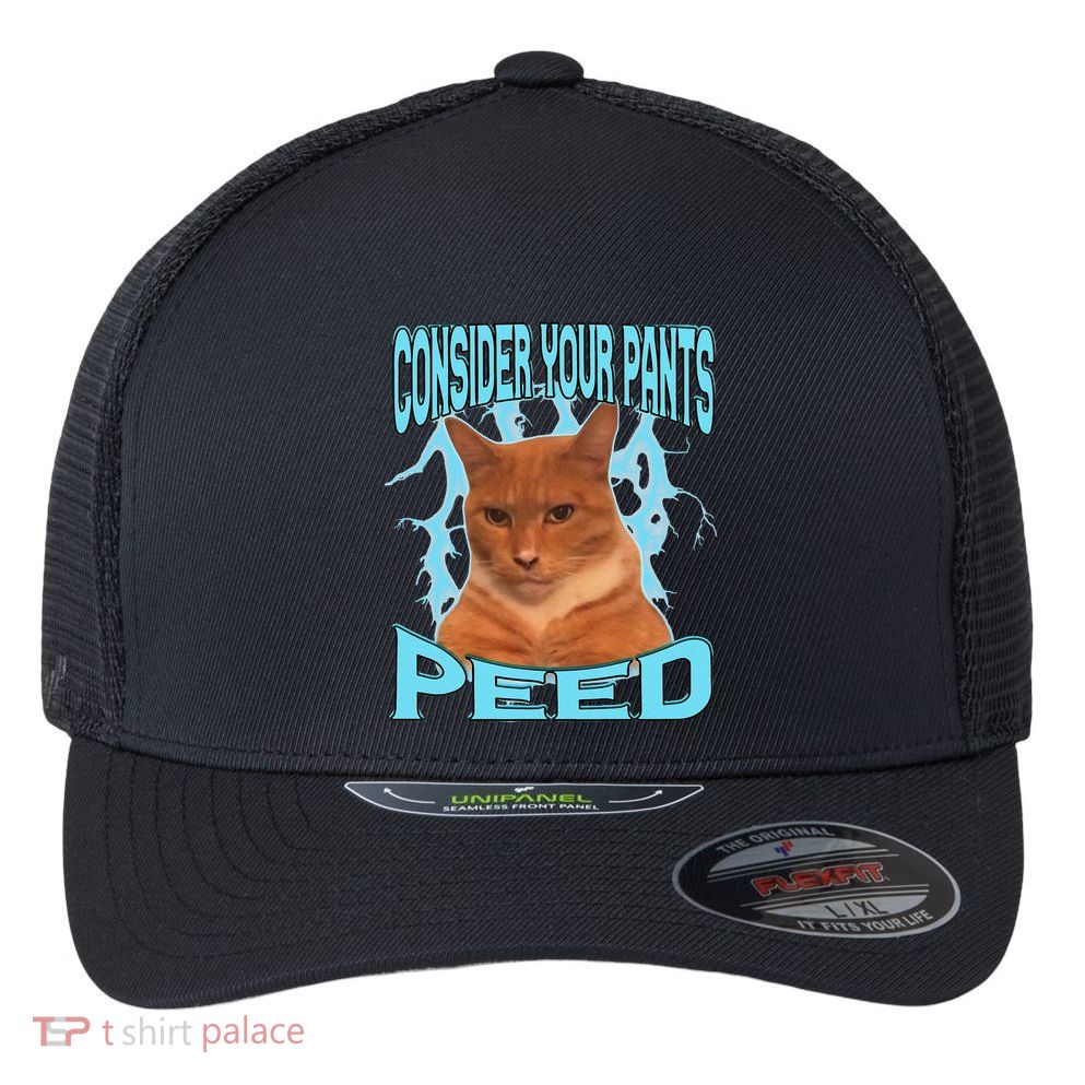 Consider Your Pants Peed Silly Cat Meme Flexfit Unipanel Trucker Cap