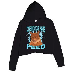 Consider Your Pants Peed Silly Cat Meme Crop Fleece Hoodie