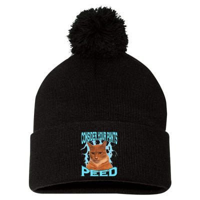 Consider Your Pants Peed Silly Cat Meme Pom Pom 12in Knit Beanie