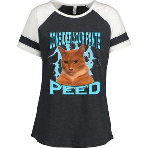 Consider Your Pants Peed Silly Cat Meme Enza Ladies Jersey Colorblock Tee