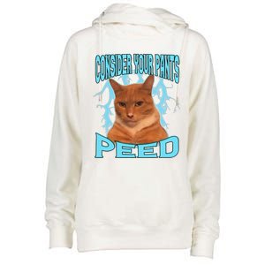 Consider Your Pants Peed Silly Cat Meme Womens Funnel Neck Pullover Hood