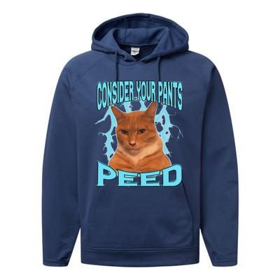 Consider Your Pants Peed Silly Cat Meme Performance Fleece Hoodie