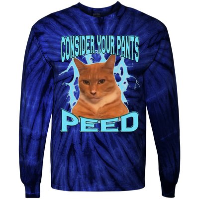 Consider Your Pants Peed Silly Cat Meme Tie-Dye Long Sleeve Shirt