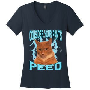 Consider Your Pants Peed Silly Cat Meme Women's V-Neck T-Shirt