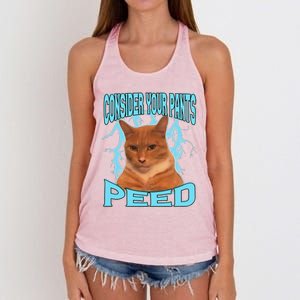 Consider Your Pants Peed Silly Cat Meme Women's Knotted Racerback Tank