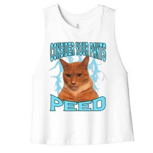 Consider Your Pants Peed Silly Cat Meme Women's Racerback Cropped Tank