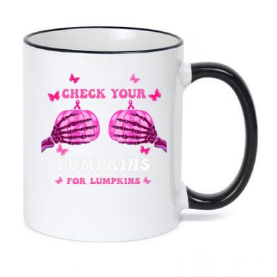 Check Your Pumpkins Breast Cancer Awareness Halloween 11oz Black Color Changing Mug