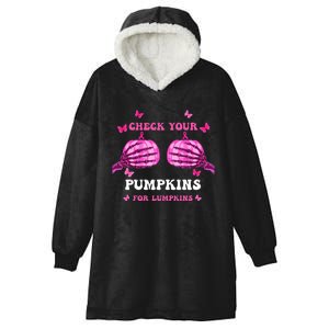 Check Your Pumpkins Breast Cancer Awareness Halloween Hooded Wearable Blanket