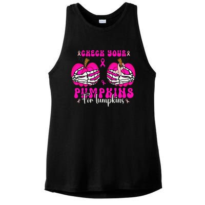 Check Your Pumpkins Breast Cancer Awareness Halloween Ladies PosiCharge Tri-Blend Wicking Tank