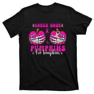 Check Your Pumpkins Breast Cancer Awareness Halloween T-Shirt