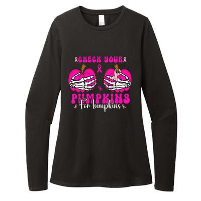 Check Your Pumpkins Breast Cancer Awareness Halloween Womens CVC Long Sleeve Shirt