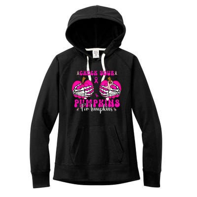 Check Your Pumpkins Breast Cancer Awareness Halloween Women's Fleece Hoodie