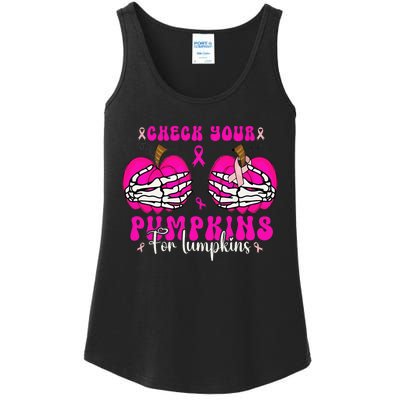 Check Your Pumpkins Breast Cancer Awareness Halloween Ladies Essential Tank