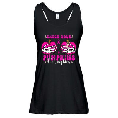 Check Your Pumpkins Breast Cancer Awareness Halloween Ladies Essential Flowy Tank