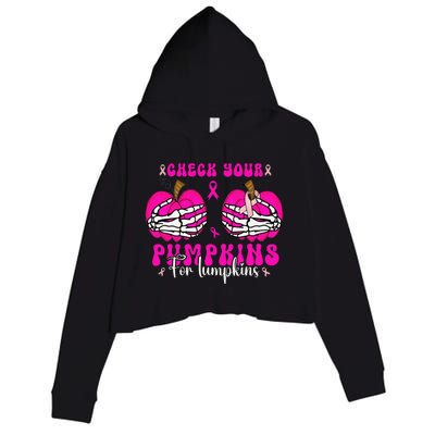 Check Your Pumpkins Breast Cancer Awareness Halloween Crop Fleece Hoodie