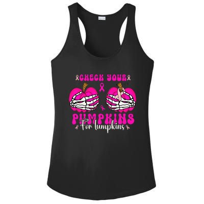 Check Your Pumpkins Breast Cancer Awareness Halloween Ladies PosiCharge Competitor Racerback Tank