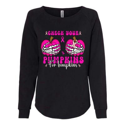 Check Your Pumpkins Breast Cancer Awareness Halloween Womens California Wash Sweatshirt