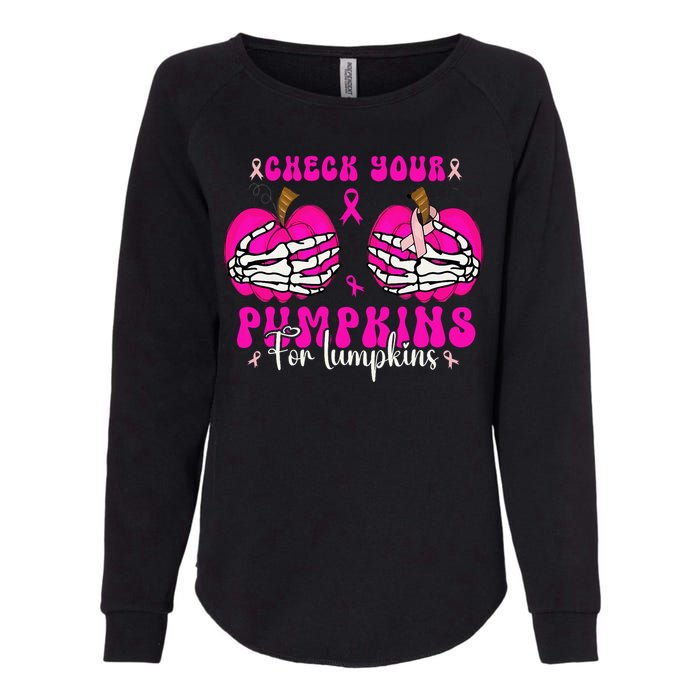 Check Your Pumpkins Breast Cancer Awareness Halloween Womens California Wash Sweatshirt