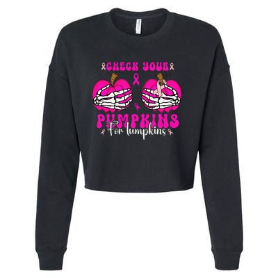 Check Your Pumpkins Breast Cancer Awareness Halloween Cropped Pullover Crew