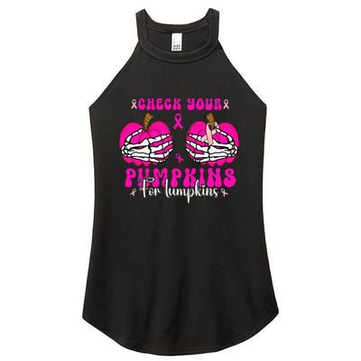 Check Your Pumpkins Breast Cancer Awareness Halloween Women's Perfect Tri Rocker Tank