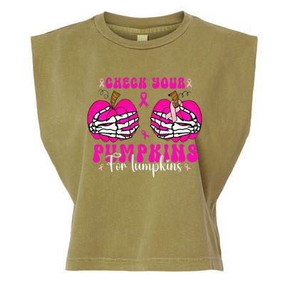 Check Your Pumpkins Breast Cancer Awareness Halloween Garment-Dyed Women's Muscle Tee