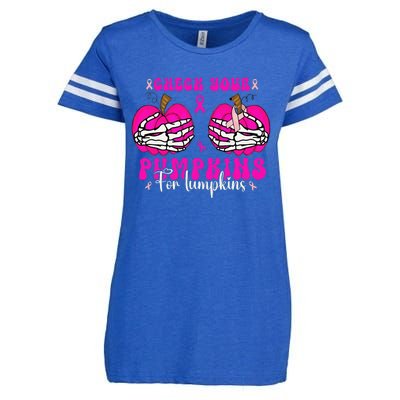 Check Your Pumpkins Breast Cancer Awareness Halloween Enza Ladies Jersey Football T-Shirt