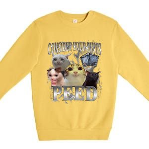 Consider Your Pants Peed Silly Cat Meme Graphic Joke Premium Crewneck Sweatshirt