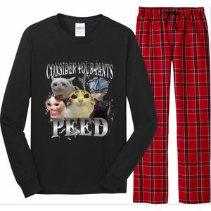 Consider Your Pants Peed Silly Cat Meme Graphic Joke Long Sleeve Pajama Set