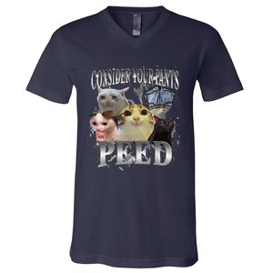 Consider Your Pants Peed Silly Cat Meme Graphic Joke V-Neck T-Shirt